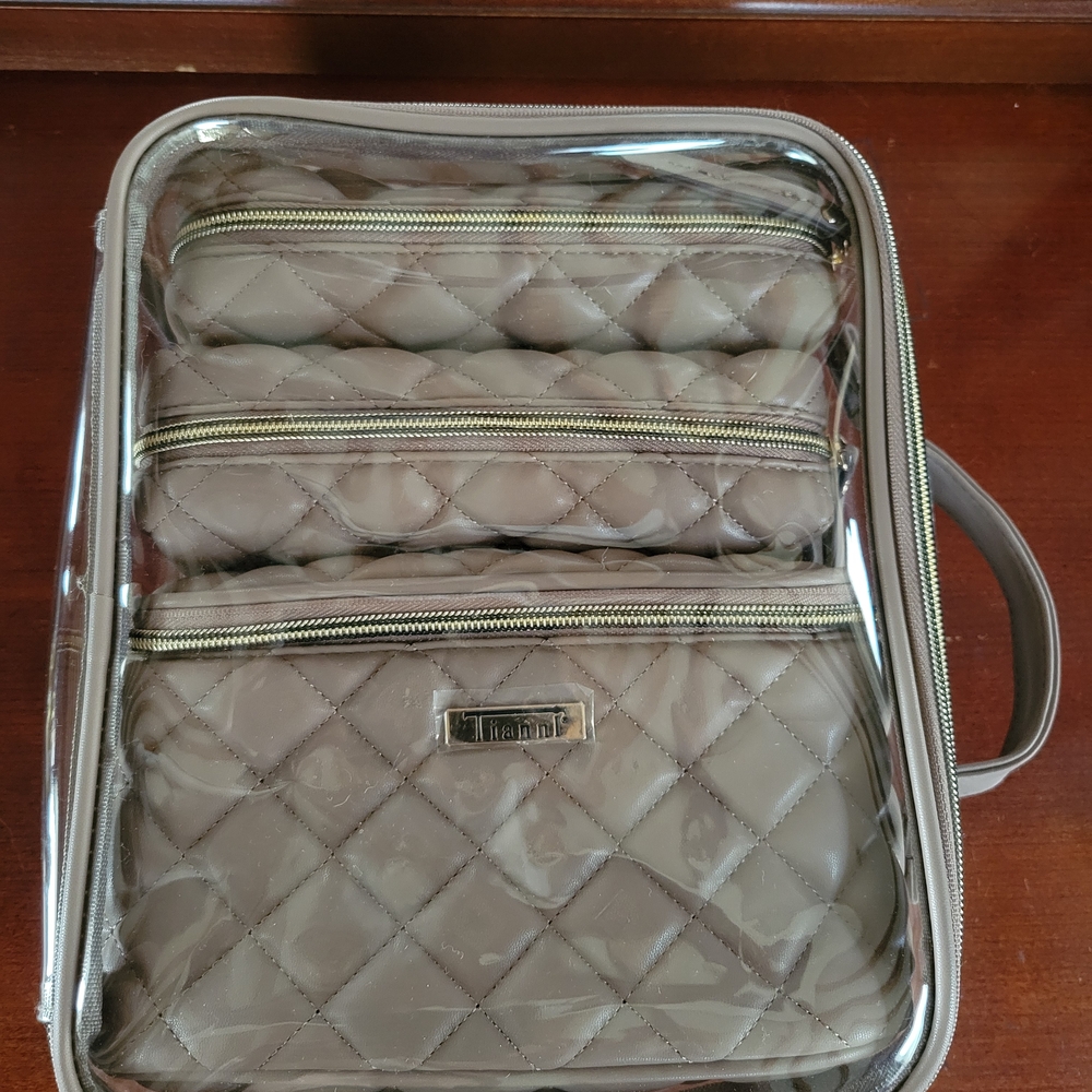 Tiannl Quilted Cosmetic Bag - Taupe